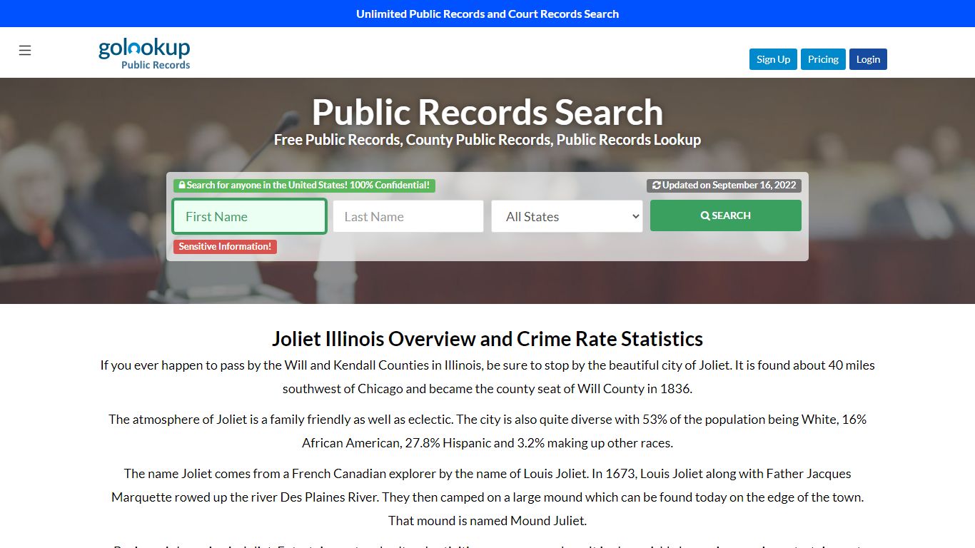 Joliet Public Records, Joliet Court Records - golookup.com